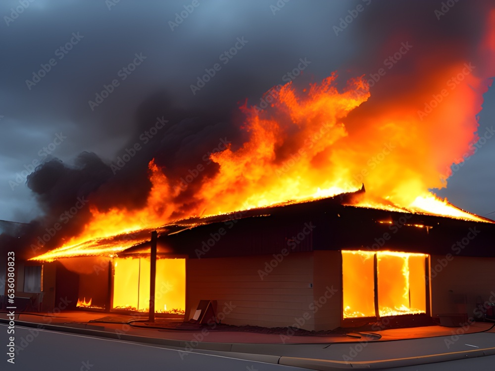 Fototapeta premium fire burning in the city