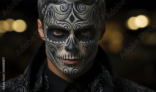 Skull makeup portrait of young man photo