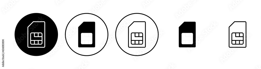 Sim card icon set. dual sim card icon vector Sim card icon set. dual sim card icon vector
