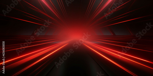 Abstract background with red neon rays of light 