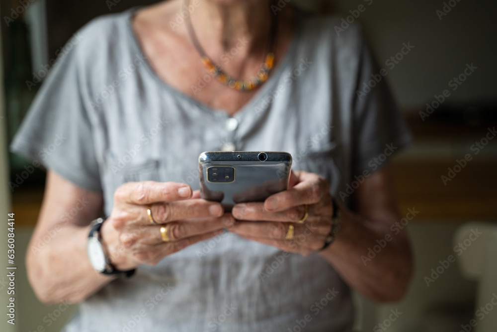 close-up Senior woman using phone close-up Senior woman using phone