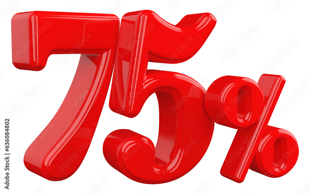 75 percent off red 3d number render 75 percent off red 3d number render