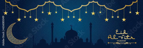 eid al-fitr wishing web banner design and landing page vector file