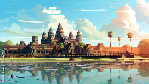 Illustration of the Angkor Wat photo