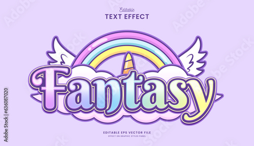 decorative fantasy unicorn editable text effect vector design