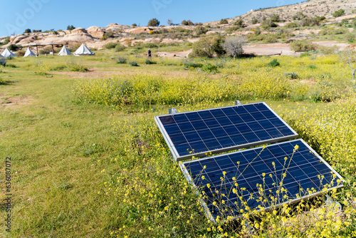 Solar panels to generate energy in a natural park photo