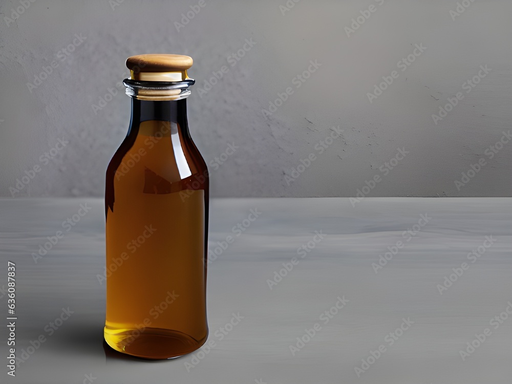 empty glass bottle on the gray background empty glass bottle on the gray background
