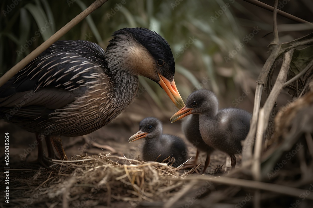 Naklejka premium duck and ducklings made by midjeorney