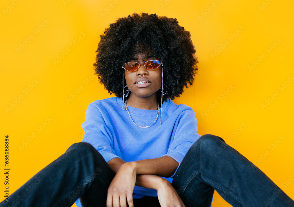 Black woman in stylish sunglasses Black woman in stylish sunglasses