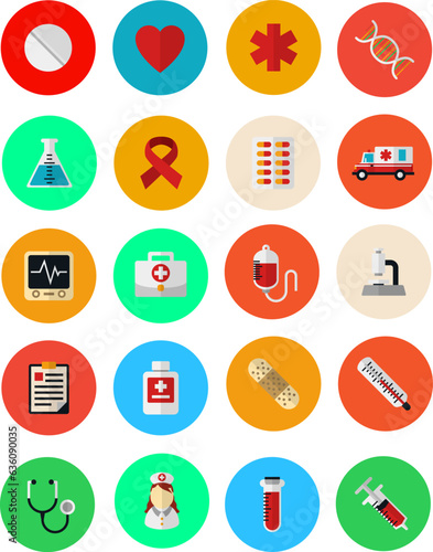 set icons for care, health, pharmacy, medical, full colot vector eps 10 photo