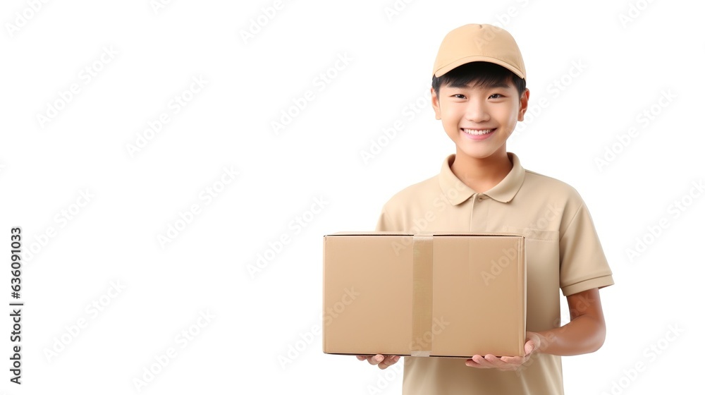 Delivery person delivering boxes. generative ai Delivery person delivering boxes. generative ai