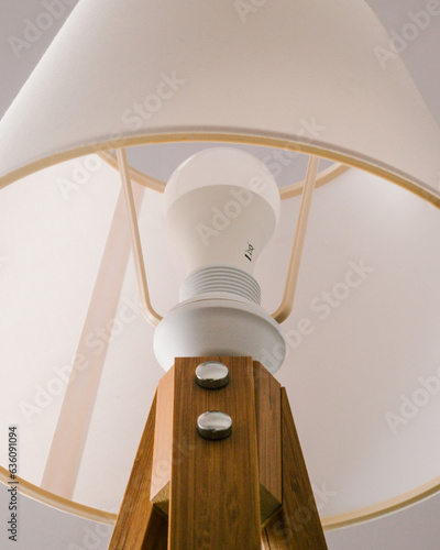Energy-saving eco bulb in in a sleek bedside lamp  photo