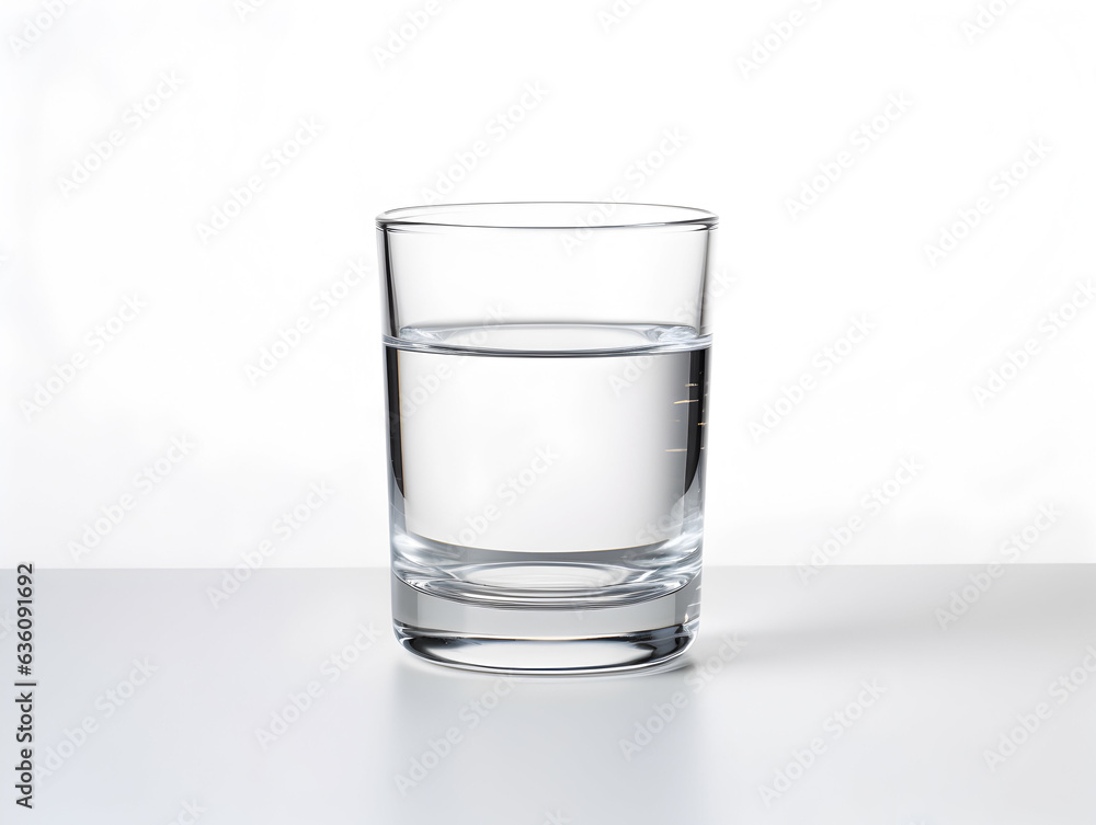 Half empty water in the clear glass. Half empty water in the clear glass.
