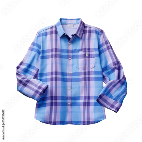 Stylish blue plaid shirt for men on transparent background