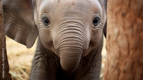 Innocence Unveiled  Baby Elephant s Big  Enchanting Eyes