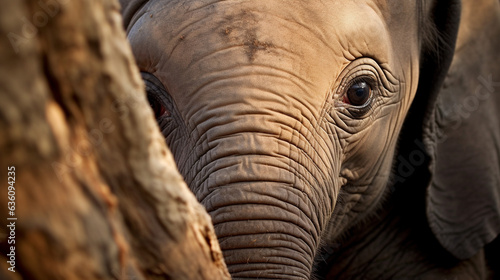 Innocence Unveiled: Baby Elephant's Big, Enchanting Eyes © icehawk33