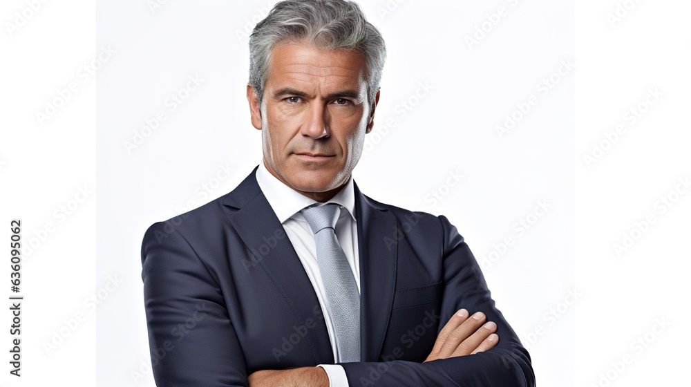 Confident businessman in a well-tailored suit smiles for a professional headshot Confident businessman in a well-tailored suit smiles for a professional headshot