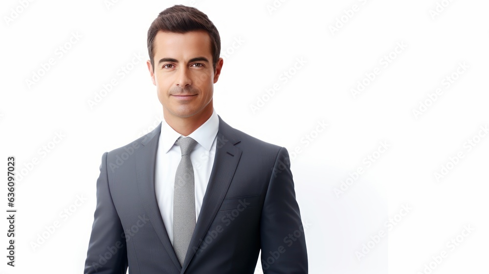 portrait of a handsome smiling white young american businessman boss in ...