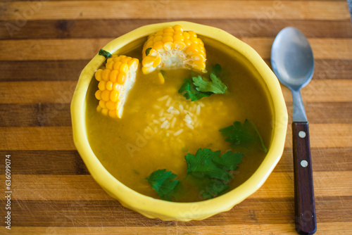 Vegetables soup with rice photo