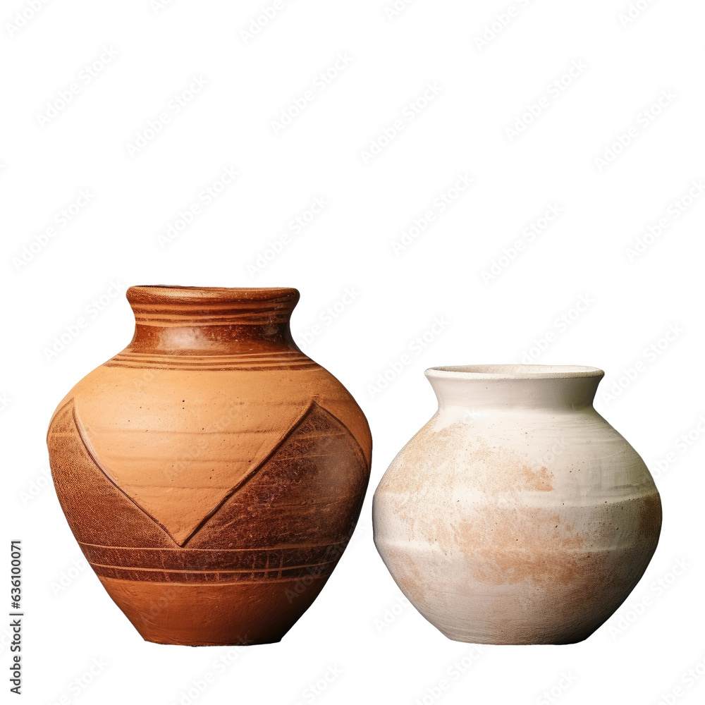 Potter creates white and brown clay vessels Potter creates white and brown clay vessels