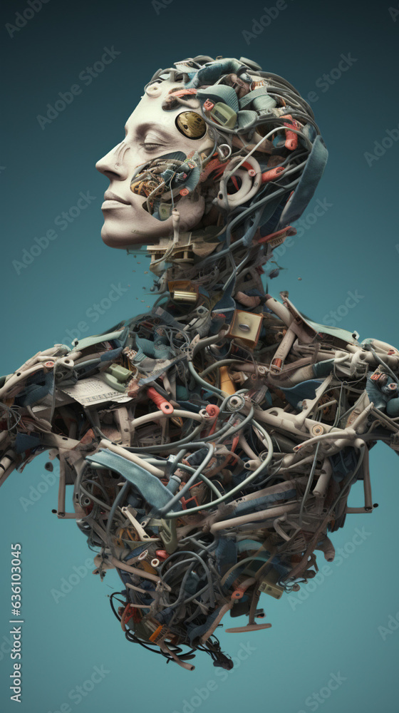 Renewed Genesis: 3D Rendering of Human Form Sculpted from Waste by Generative AI