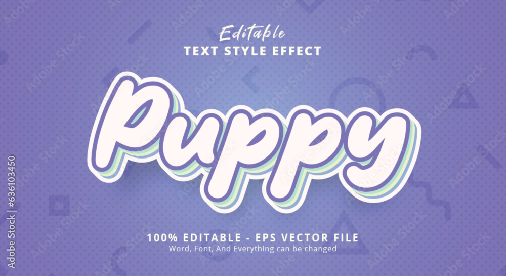 Puppy Text Cartoon Style Effect, Editable Text Effect