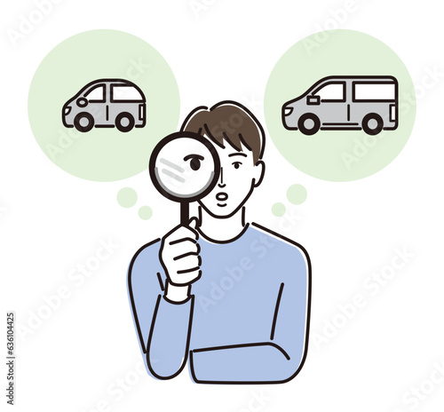 車の購入について調べる男性