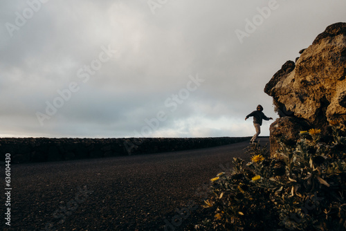 skateboarder in Lanzarote at dusk photo