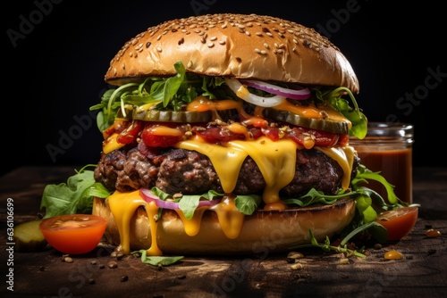 Juicy and Perfectly Grilled Cheeseburger with All The Toppings  Generative AI