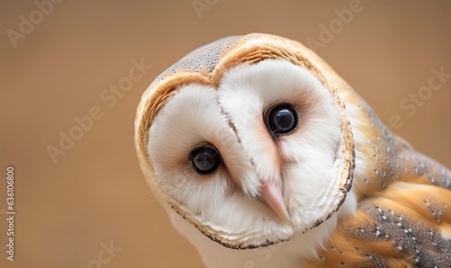 Tyto alba head, a common barn owl. close up.  © EMRAN