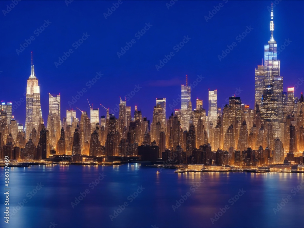 New York City skyline at night 
