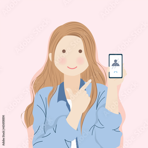 Girl with Long Brown Hair Cheerfully Showing Off Her Phone