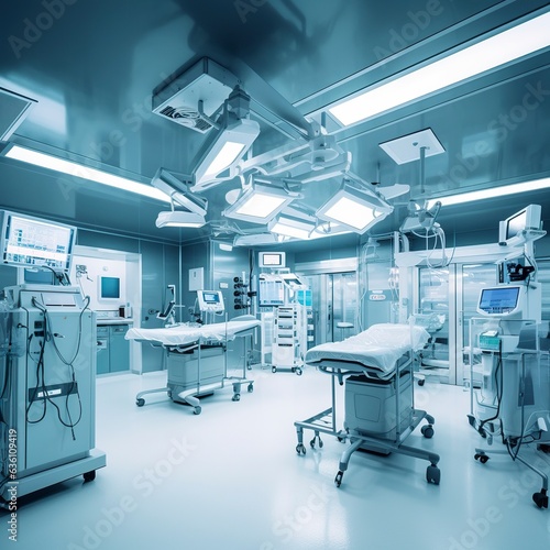 Equipment and medical devices in modern operating room. 