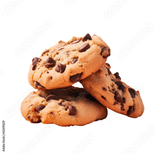 Fototapete Chocolate chip cookies on transparent background