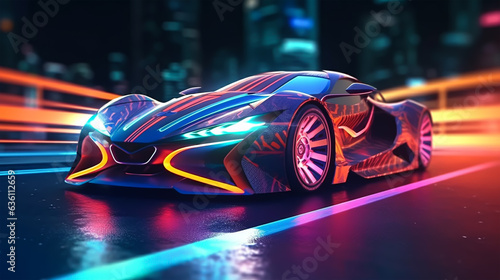 sports car race on a background of neon lights © Mr. Muzammil