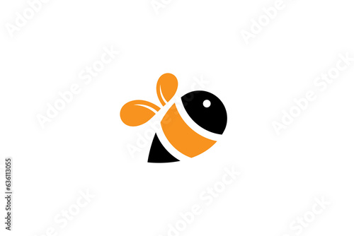 Honey bee logo with flat cute design