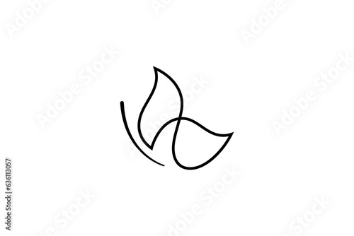 Butterfly logo with simple line art concept design