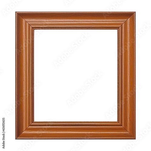 PNG Top view of brown vintage wood photo frame isolated on transparent background for mockup, brown vintage wooden frame. generative ai