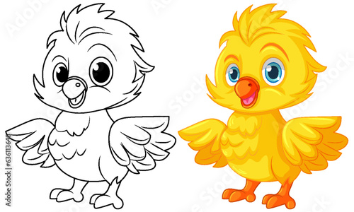 Chick doodle coloring page for children