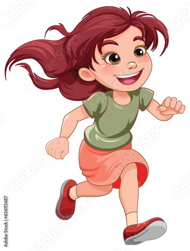 Running girl cartoon character