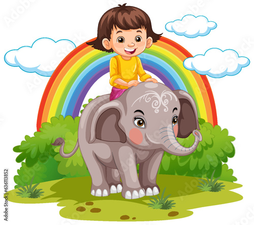 A girl riding elephant