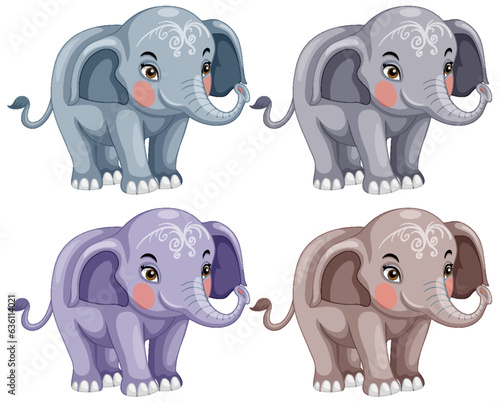 Cute elephant with painted face cartoon isolated