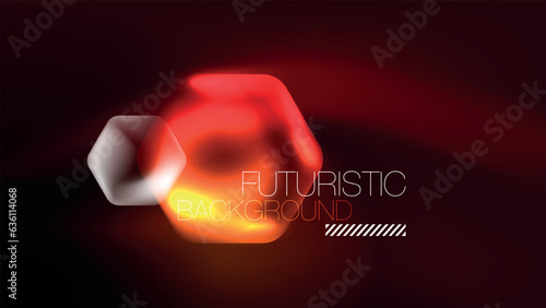 Glowing neon hexagons in dark space. Digital technology cyberspace hi-tech techno abstract background template