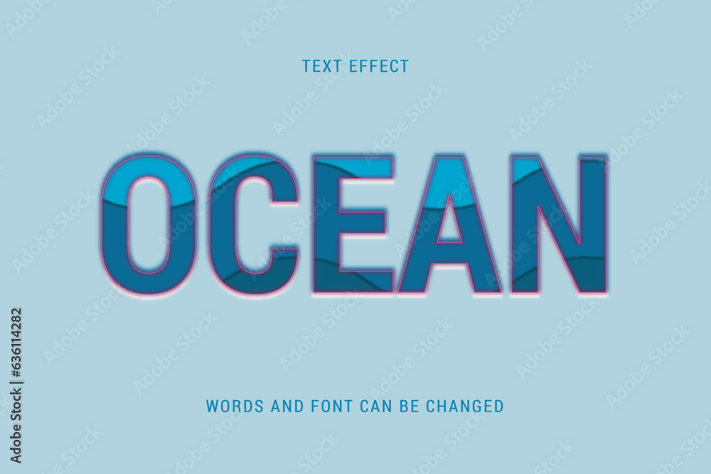 ocean text effect editable eps cc