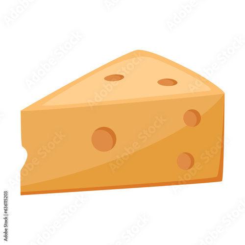 Wine cellar interior element vector illustration. Cartoon drawing of piece of swiss cheese isolated on white background. Alcohol concept