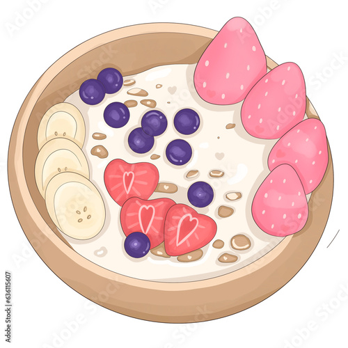 Berries bananas yogurt for diet routine.