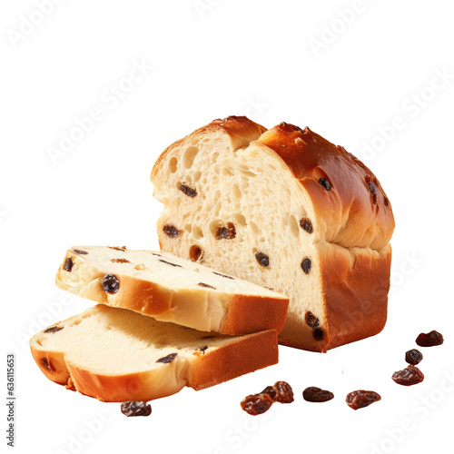 Isolated transparent background with fresh raisin bread photo