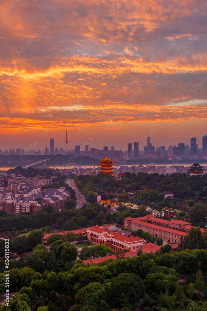 Obraz premium Summer scenery of Wuhan landmark Yellow Crane Tower Park scenic area
