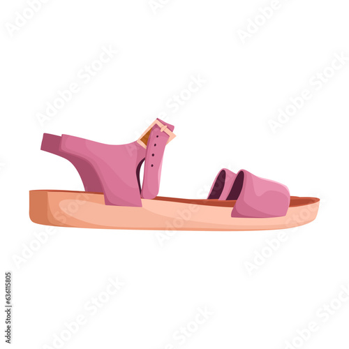 Side view of female shoes vector illustration. Cartoon drawing of sandals for women isolated on white background. Footwear, fashion concept
