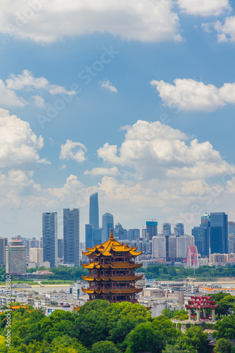 Summer scenery of Wuhan landmark Yellow Crane Tower Park scenic area